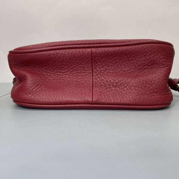 J Crew Signet Crossbody Bag Purse Flap Over Pebbled Italian Leather Red New - Picture 7 of 16